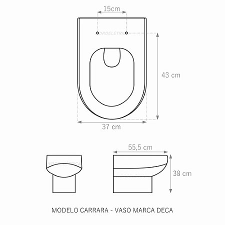Assento Poliéster Laminado Carrara Branco Tampa para Vaso Deca