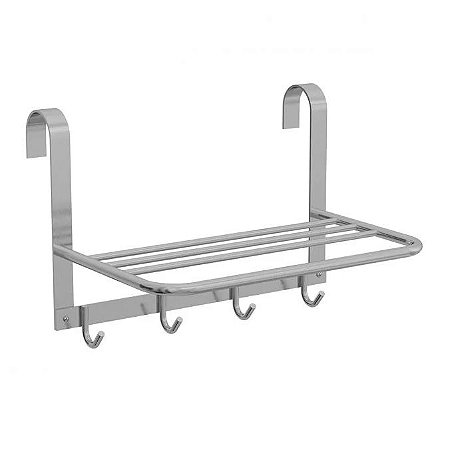 Porta Toalha Box Alumínio 4 Cabides 40cm Cromado