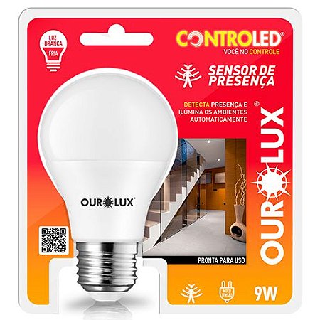 Lâmpada Inteligente C/ Sensor Presença 9w E27 Branco Frio 6500k Bivolt