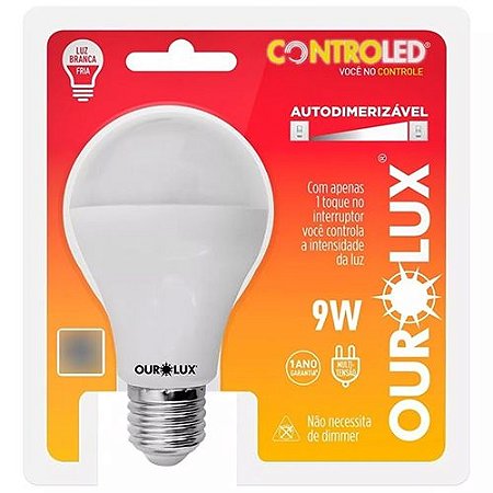 Lâmpada Bulbo Autodimerizável 9w E27 Branco Morno 2700k Bivolt