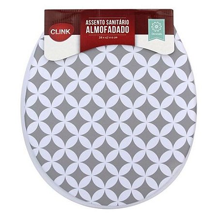 Assento Almofadado Decorado Mosaico Cinza