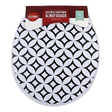 Assento Almofadado Decorado Geometrico Branco