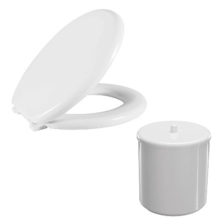 Kit Assento Almofadado Oval Branco + Cesto Multiuso