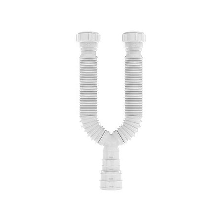 Sifão Sanfonado Extensível Duplo 70cm Branco Blukit