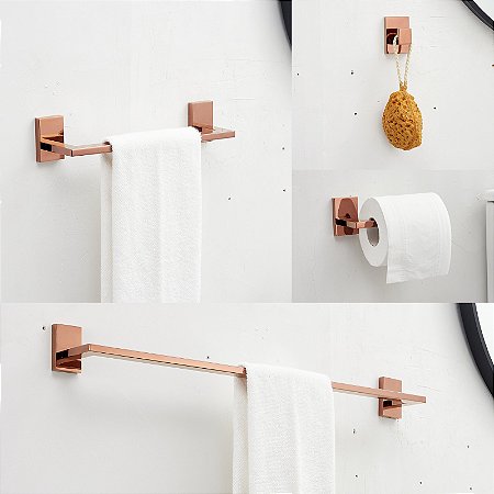 Kit de acessórios para banheiro em metal  Rose Gold