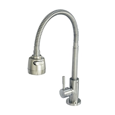 Torneira escovada para cozinha bica regulável tipo bancada
