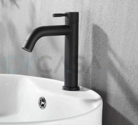 Torneira para banheiro redonda em metal preto fosco