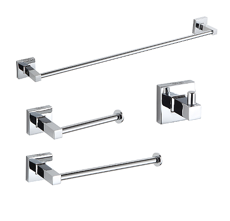Kit de acessórios para banheiro metal cromado