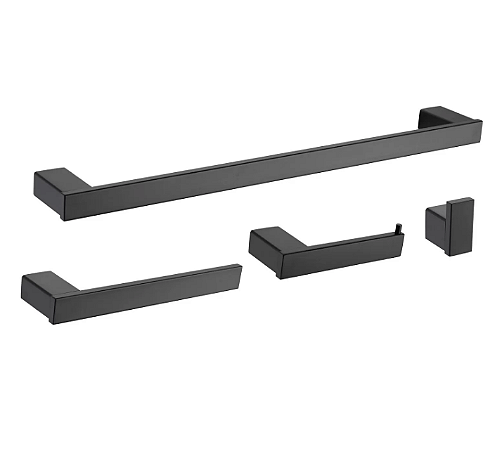 Kit de acessórios para banheiro em metal Preto Fosco