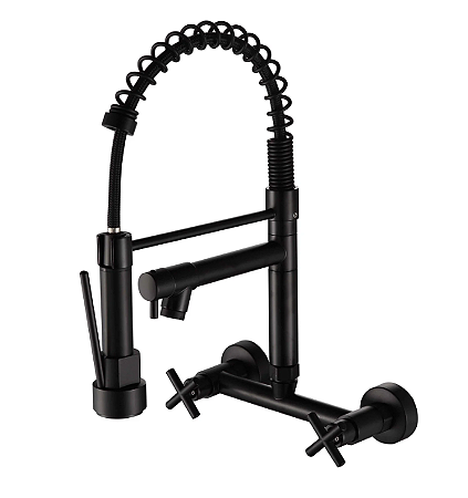 Misturador de parede para cozinha gourmet preto fosco