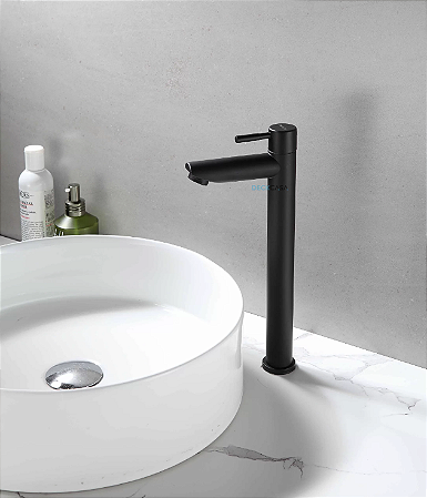 Torneira para banheiro alta preto fosco