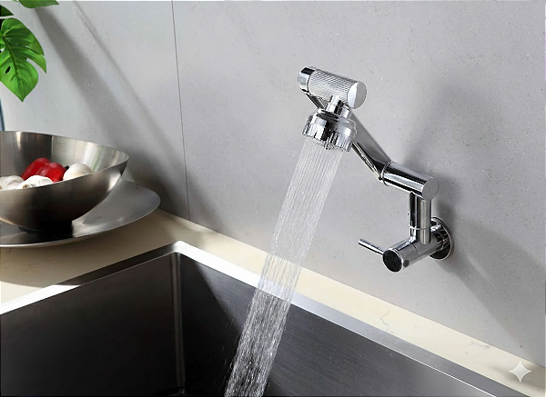 Torneira para cozinha bica regulável versátil tipo parede