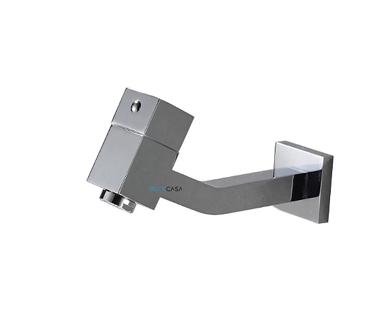 Torneira para banheiro de parede quadrada metal cromado