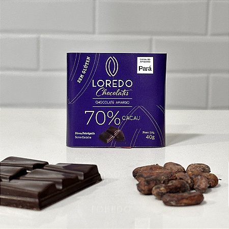 Chocolate amargo 70% cacau - Origem Pará