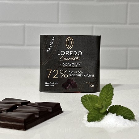 Chocolate amargo 72% cacau - ZERO AÇÚCAR