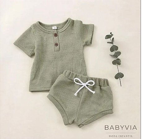 Conjunto de algodão verde