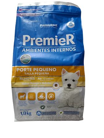 Ração Premier para Cães Filhotes de Raças Pequenas Ambientes Internos Sabor Frango e Salmão, 1kg Premier Pet Raça Filhotes