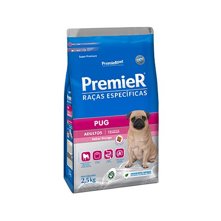 Ração Premier Raças Específicas Pug para Cães Adultos Sabor Frango 2,5kg