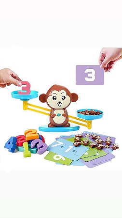 Brinquedo Educativo Matemático Macaco Equilibrista com Balança de Peso –  Novo e Moderno