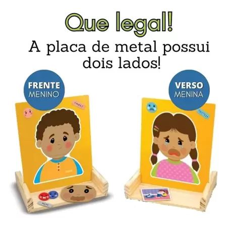 Jogo Quadro Das Emoções Peças Magnéticas Infantil Educativo