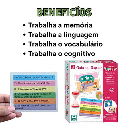 Jogo Infantil Educativo Gato De Sapato Coleção Crescer 0456 - Nig