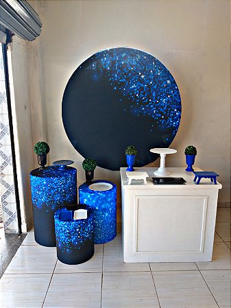 AZUL COM PRETO GLITTER - PACOTE 3