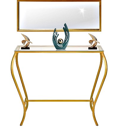 Aparador Sala Moldura Espelho Clássico Dourado