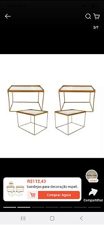 Kit 4 Bandejas retangular Espelhadas