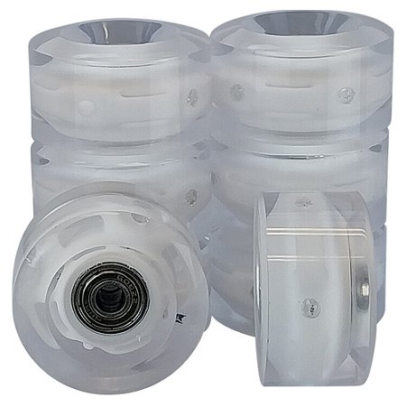 Jogo de Rodas Street Led Branca - 58 mm c/rolamentos