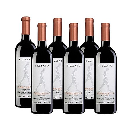 KIt 06 Vinhos Tinto Pizzato CONCENTUS Merlot/Tannat/Cabernet Sauvignon 750ml