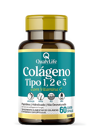 Colágeno Tipo 1, 2 e 3 500mg 60 Capsulas - QualyLife