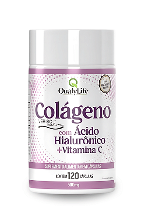 Colágeno Verisol com Ácido Hialurônico 500mg 120 Cápsulas - QualyLife