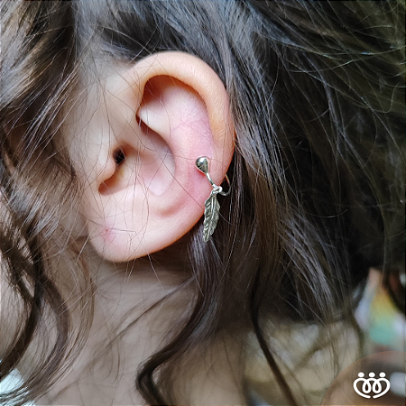 PIERCING PRATA 925 FAKE FOLHA PENDURADA