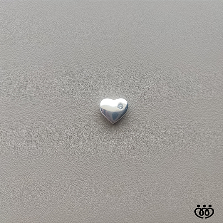 PINGENTE PRATA 925 CORAÇÃO LISO COM ZIRCÔNIA (10 mm)