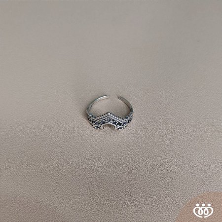 ANEL PRATA 925 FALANGE COROA BORDADO REGULÁVEL BOHO