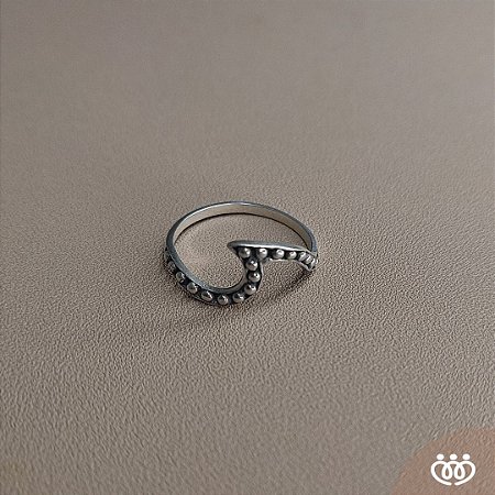 ANEL PRATA 925 ONDA COM BOLINHAS BOHO