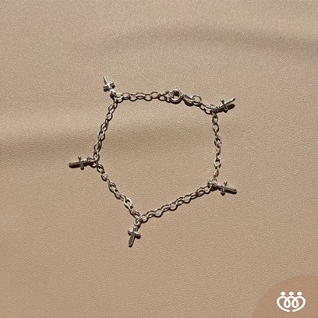 PULSEIRA PRATA 925 ELO COM CRUZ PEND