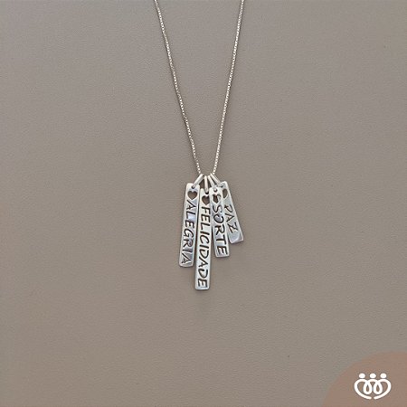 COLAR PRATA 925 PLACA PALAVRAS POSITIVAS