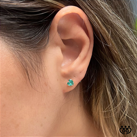 BRINCO PRATA 925 CORAÇÃO VERDE ZIRCÔNIA 6 mm