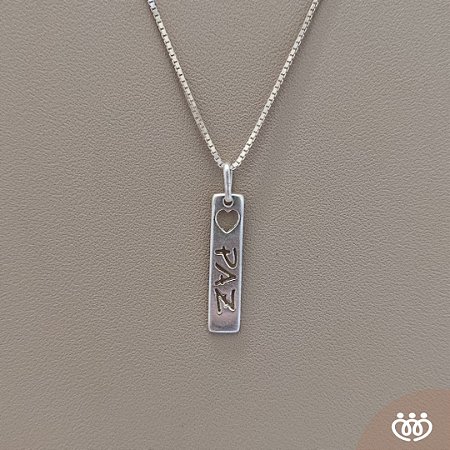 COLAR PRATA 925 PLACA PAZ