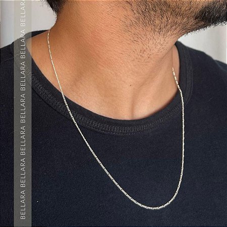 CORRENTE MASCULINA PRATA 925 CRUZ  3X1 60 CM