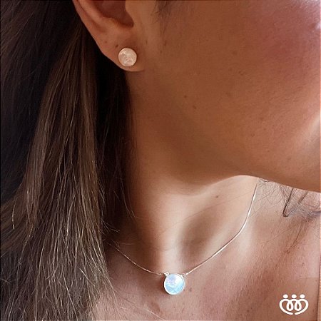 CONJUNTO EM PRATA 925 MADRE PEROLA 45CM