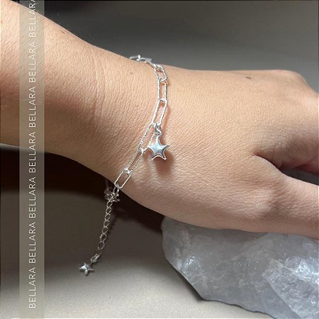 PULSEIRA PRATA 925 CARTIER DIAMANTADA PG ESTRELA