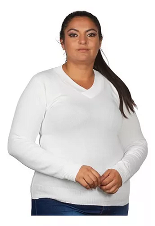 Blusa Feminina Suéter Decote V Plus Size Trico Tricot