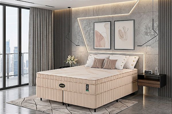 Colchão com Box New Renaissance Extrafirme (Intense) Me HSS EPS - Queen Size - 1,58 x 1,98m - Altura 35cm