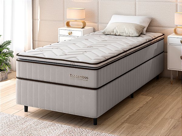 Colchão com box Ecobamboo Pillowtop Me EPS - Solteiro - 0,88 x 1,88m - Altura 30cm