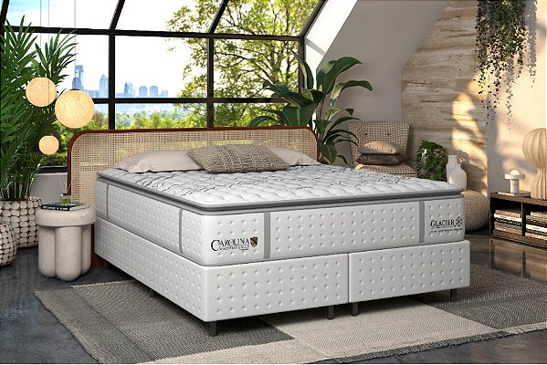 Colchão com Box Glacier Pillowtop Me - Queen - 1,58 x 1,98m - Altura 32cm