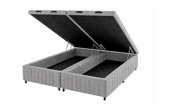 Base Box Applauso c/ Bau 1,93 cm x 2,03 mx 43cm Linho Picolo CZ-King Size