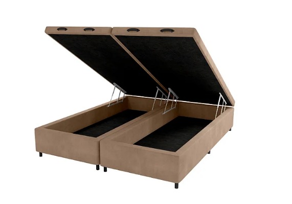 Base Box Applauso c/ Bau 1,93 cm x 2,03 mx 43cm Suede BG-King Size