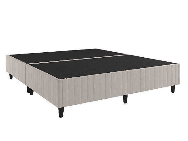 Base  Box Hard  Bege Bordada 1,58 x 1,98m - Altura 38cm --Queen